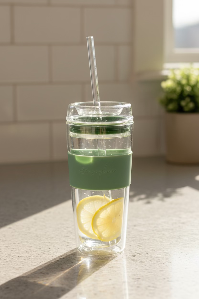 SipLux® Glass Travel Cup with Lid